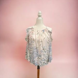 Kaari Blue cold shoulder flowy top-size M